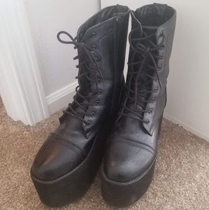 Y.R.U Black Tanq Platform Boots, Size 9